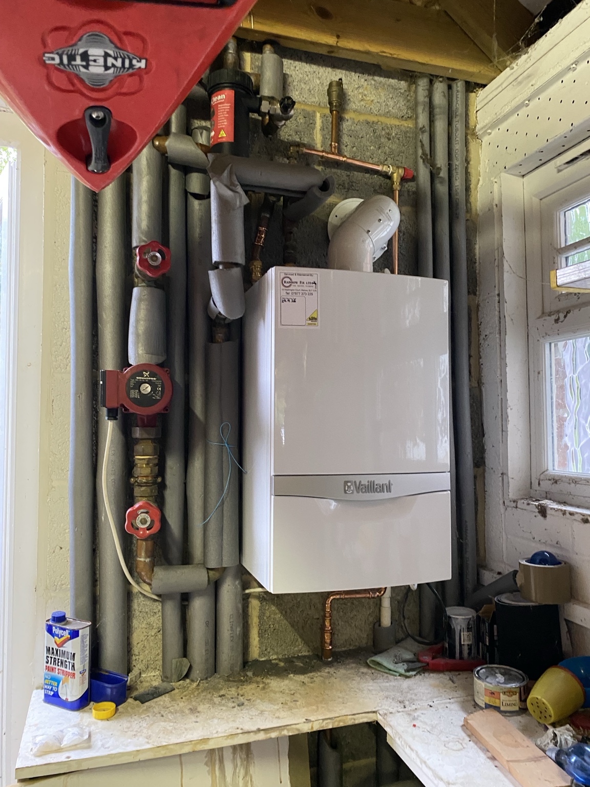 Vaillant boiler with insulated pipework